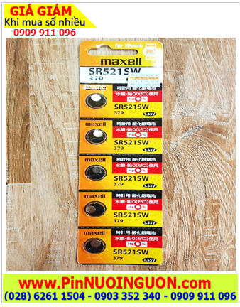 COMBO 01 vỉ 5viên Pin đồng hồ 1.55v Silver Oxide MAXELL SR521SW (Pin 379) chính hãng _Giá 69.000/Vỉ